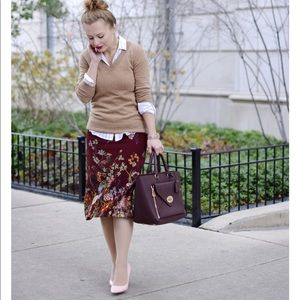 HP🎉 Catherine Malandrino Pencil Midi Floral Skirt